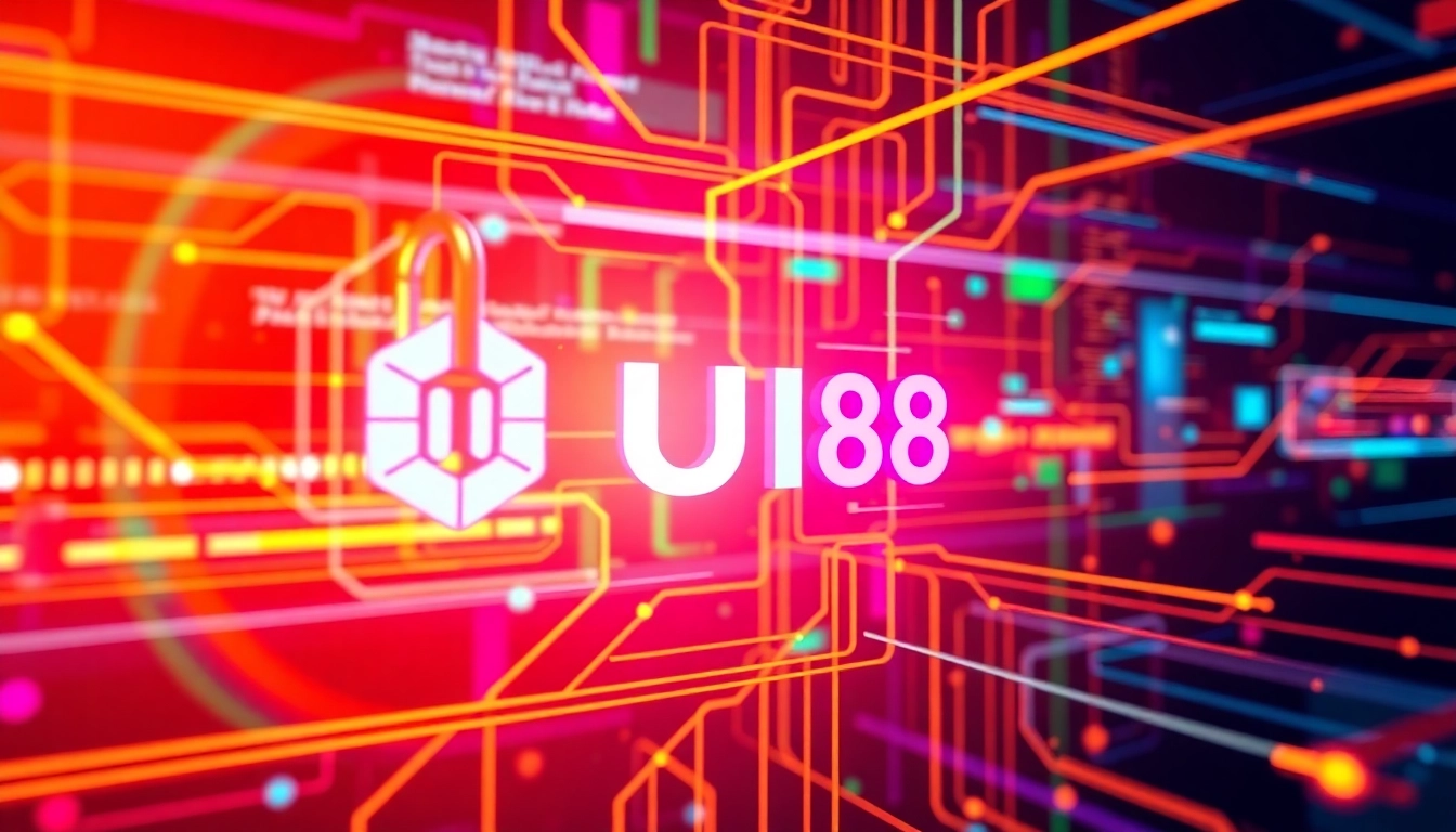 Professional image showing UU88 branding emphasizing security and trustworthiness in online gambling and services, with a sleek modern design.