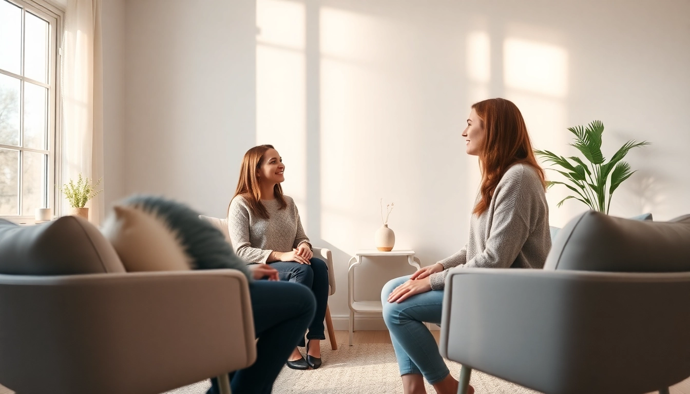 Terapia par Lublin: couples engaging in supportive psychotherapy in a cozy, professional setting.