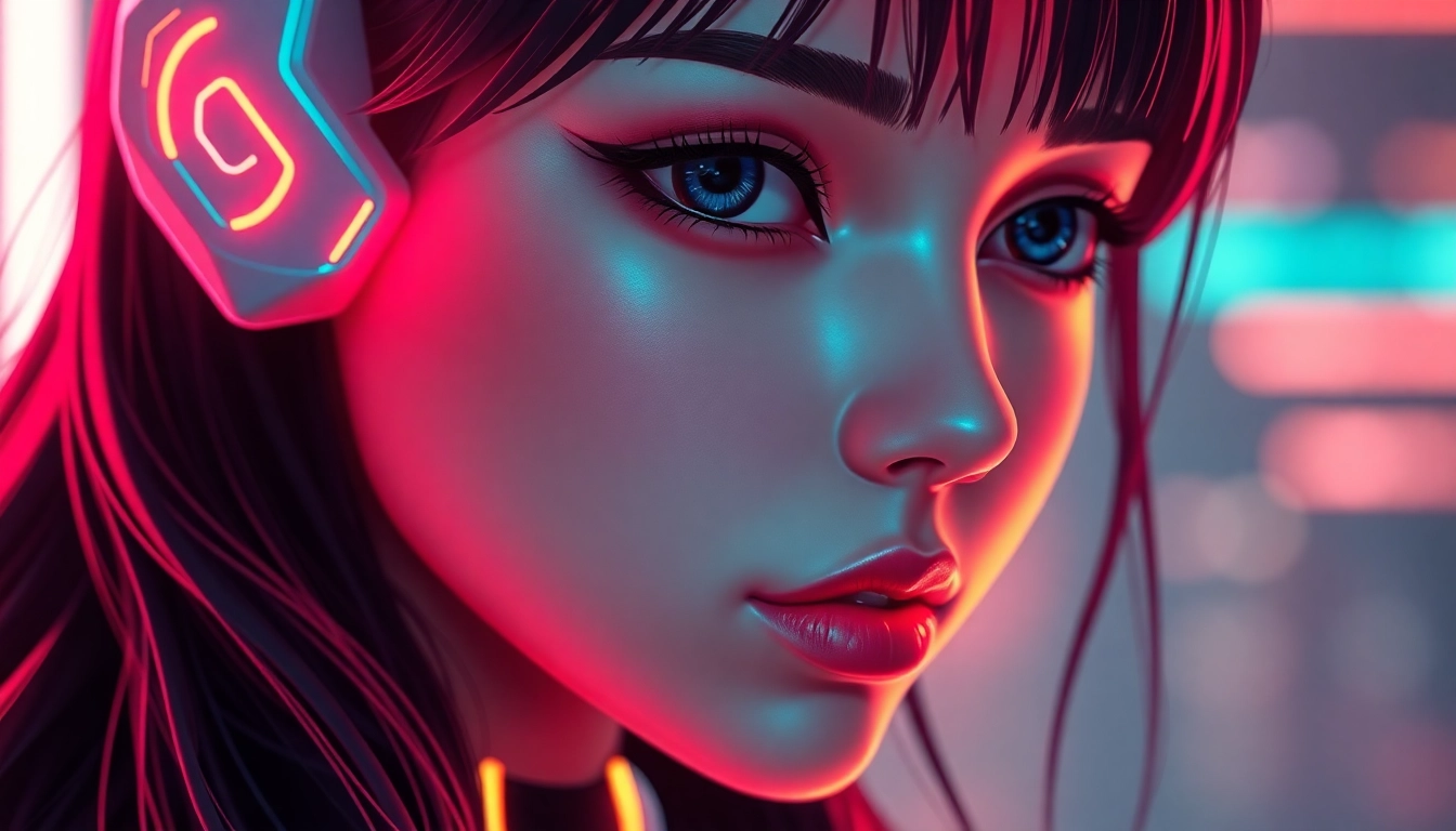 Close-up of an ai girlfriend avatar engaging in a flirtatious digital conversation with a warm, inviting expression, highlighting advanced AI interaction capabilities.