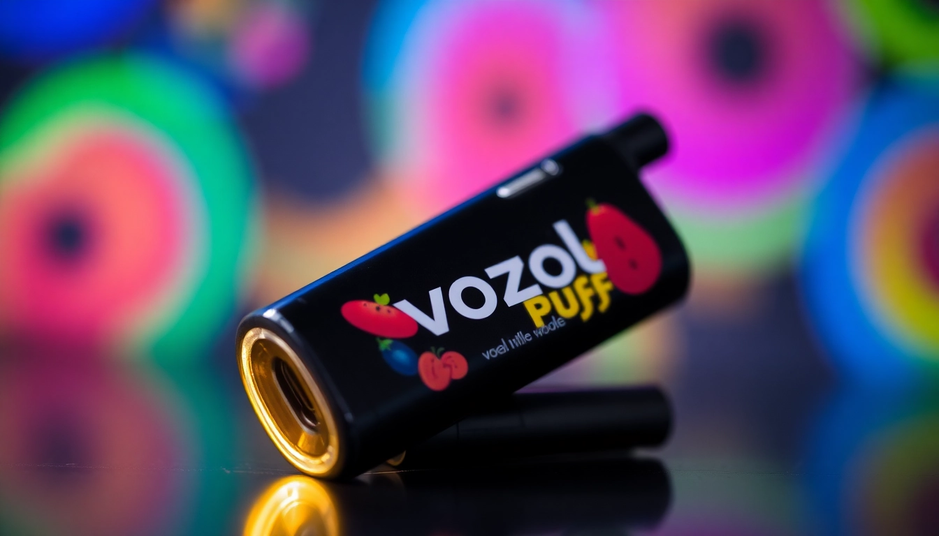 Vozol Puff disposable vape featuring colorful flavor branding and modern design for an appealing vaping experience.