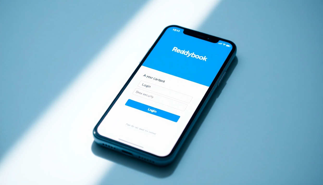 Reddybook login page displayed on a smartphone, highlighting user credentials and secure access features for easy login.