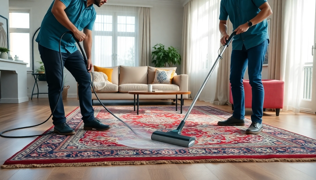 Professional expert performing Lavaggio tappeto Milano with advanced cleaning equipment on a