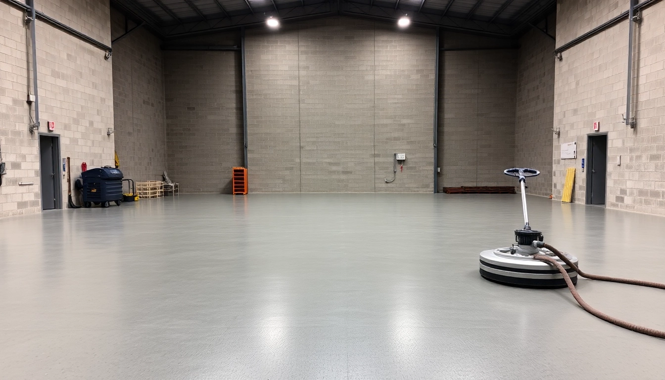 High-quality floor preparation Birmingham services showcasing a team grinding and preparing