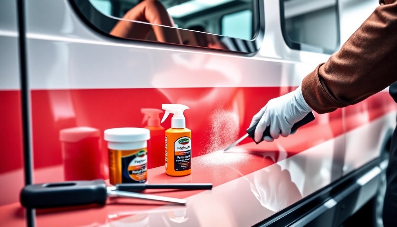 Professional applying Wohnmobil Politursiegelung to a shiny campervan for long-lasting
